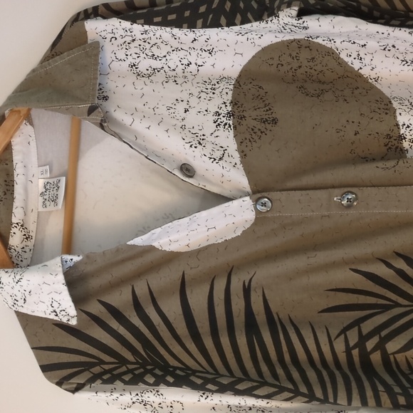 Parsley& Sage Button Down Rolled Tab sleeves Boho Casual Stretchy Relaxed Shirt - Picture 2 of 8